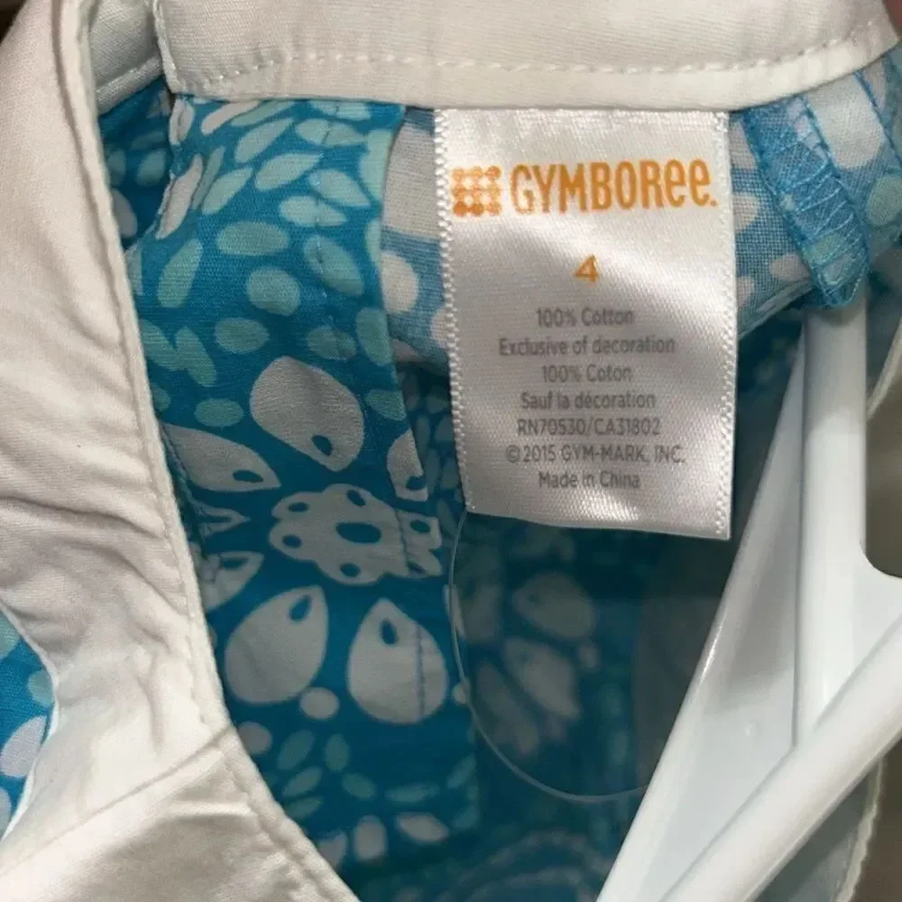 Gymboree Girls Blue Floral Fan Sleeve Kimono Style Top( Size 4yrs)